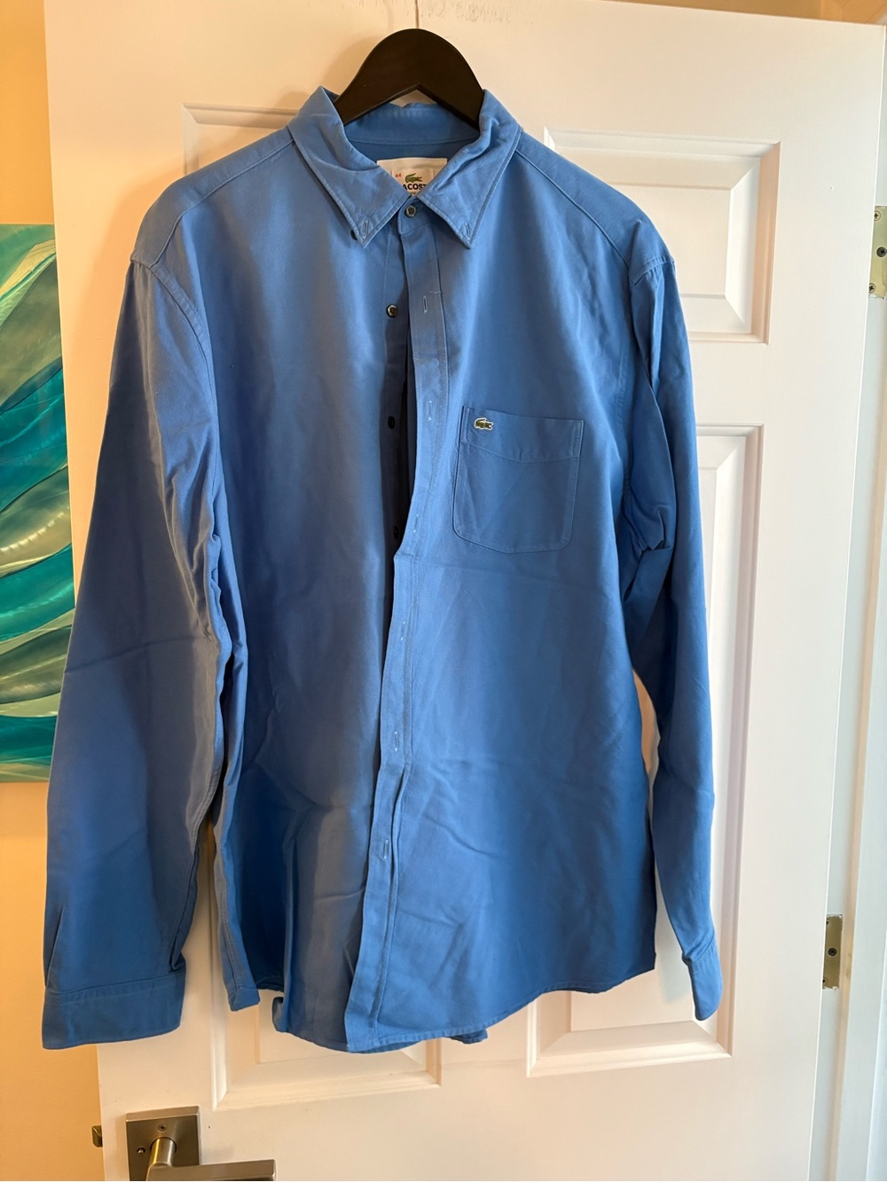 Lacoste Men's Light Blue Long-Sleeve Button-Down Shirt